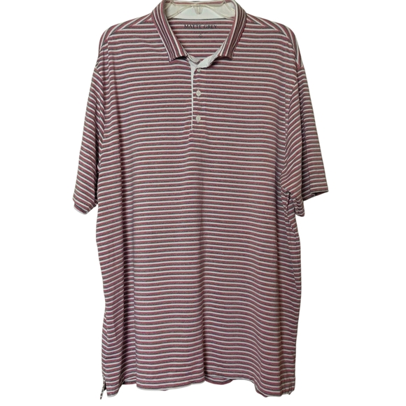 Matte Grey Striped Polo Golf Shirt Red Gray White Size 2XL - Picture 1 of 8